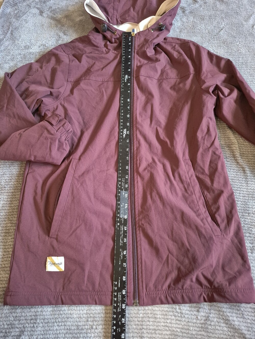 Tracksmith NDO Jacket Womens Hooded Full-Zip, burgundy, Size S wool blend - Picture 6 of 10